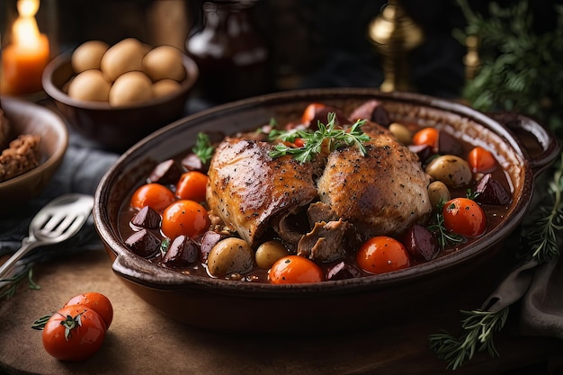 Französische Delikatesse Coq au Vin Perfektion