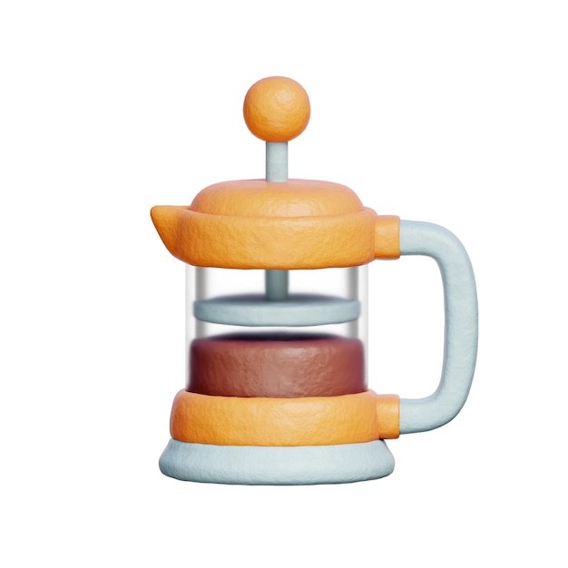 Französische Presse Kaffeehaus und Barista 3D-Rendering