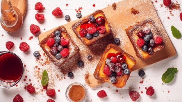 Französische Toast mit Beeren Brioche Frühstück