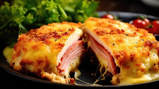 Französische traditionelle Küche, Hühnchen-Cordon-Bleu mit Käse und Schinken Generative Ai