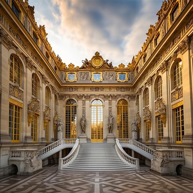 Foto französischer barock-wunderpalast von versailles in europa mit heißen quellen und kunstvollen gärten