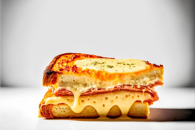 Französischer Croque Monsieur mit Schinkenkäse und Dijon-Senf