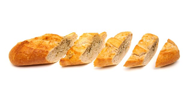 Französisches Brot Baguette isoliert auf weißem Hintergrund