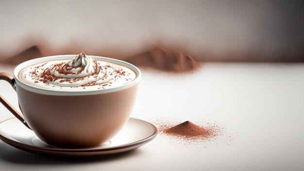 Frappuccino Café Taza de café con crema y escamas de chocolate IA generativa