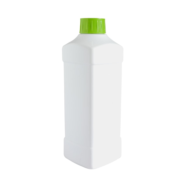 Frasco branco com tampa de plástico verde