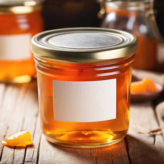 Foto frasco de conserva de mermelada de naranja en blanco vacío modelo de embalaje de producto genérico