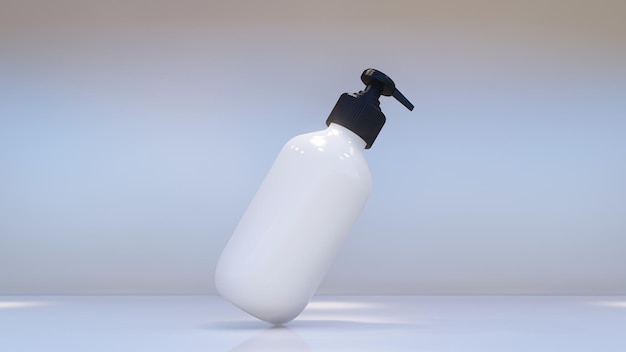 Frasco cosmético branco em branco para cuidados com a pele simula ilustração 3d
