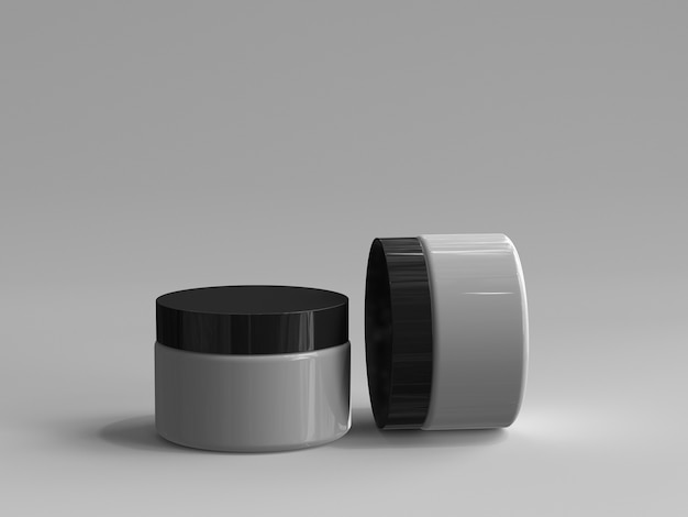 Frasco cosmético renderizado en 3D sin etiqueta
