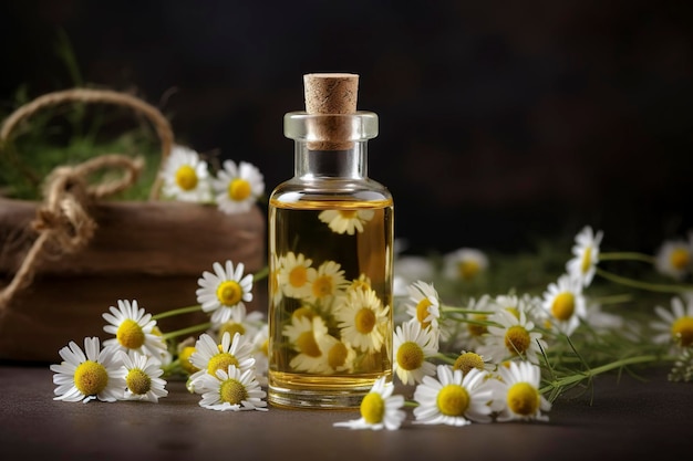 Frasco de aroma de óleo essencial de ervas e folha Generative Ai