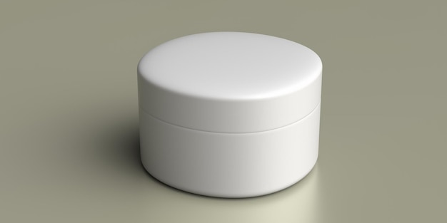 Frasco de cosméticos com tampa de pacote em branco cor branca em ilustração 3d de fundo cinza pastel