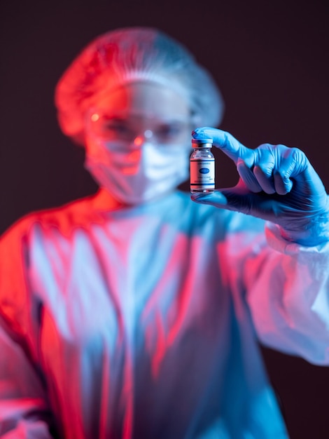 Frasco de dose de teste de médico de coronavírus de estudo de vacina
