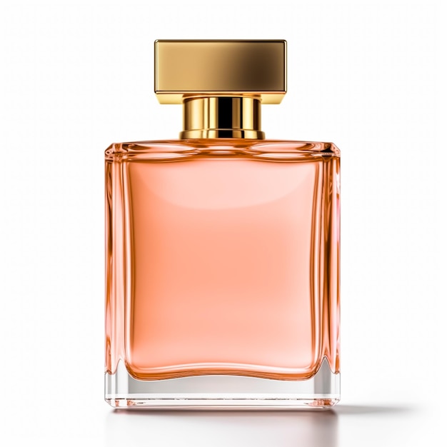 Frasco de perfume clássico feminino isolado em fragrância elegante de fundo branco e aroma floral de luxo generativo ai