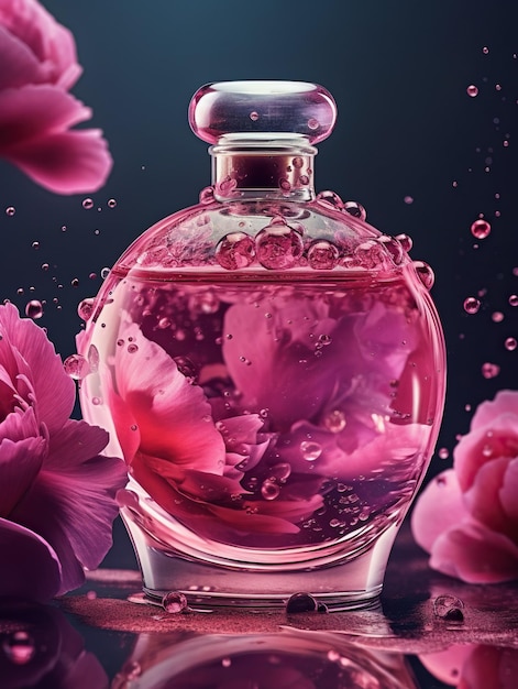 Frasco de perfume luxuoso em imagem comercial requintada generativa Ai