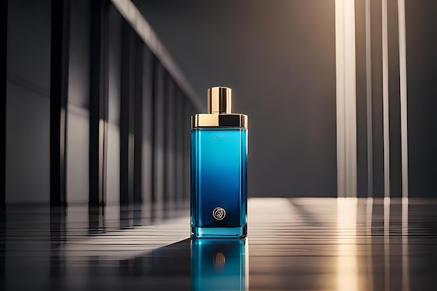 Frasco de perfume são lindamente de cor azul