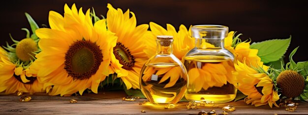 Foto frasco con extracto de aceite esencial de girasol