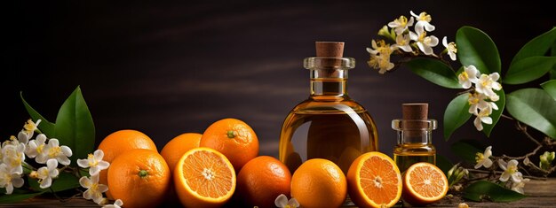 frasco con extracto de aceite esencial de naranja