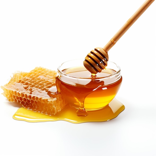 Un frasco de fotos de fondo blanco de miel