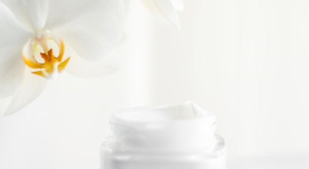 Frasco hidratante de creme facial e loção hidratante para cuidados com a pele de flor de orquídea e cosméticos antiidade de emulsão de elevação para marca de cuidados com a pele de beleza de luxo