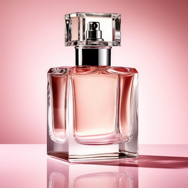 Frasco de perfume rosa de Generative AI