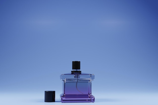 Frasco de perfume transparente en renderizado 3d