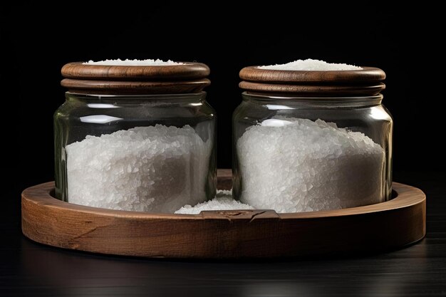 frascos de sal con escamas blancas en ellos en el estilo de combinar elementos naturales y artificiales