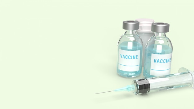Frascos de vacunas Jeringa 3D rendering en blanco