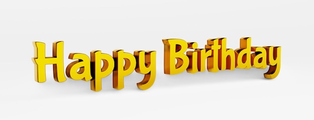 Frase caligráfica de feliz cumpleaños sobre fondo blanco. Ilustración 3D.