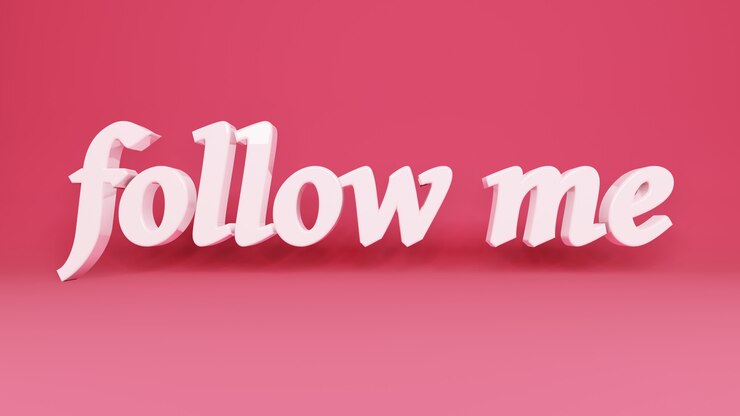 Foto frase sígueme logo 3d sobre fondo con sombras
