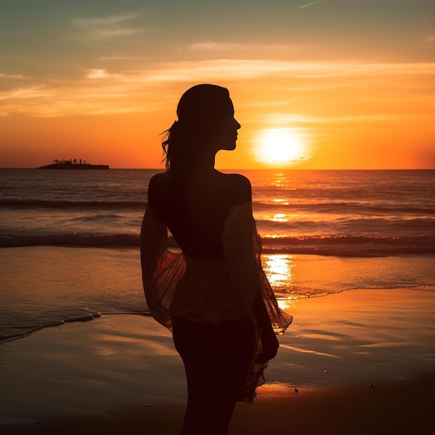 Frau am Strand mit Hut