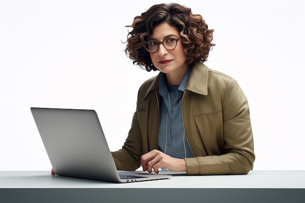 Frau arbeitet an einem Laptop