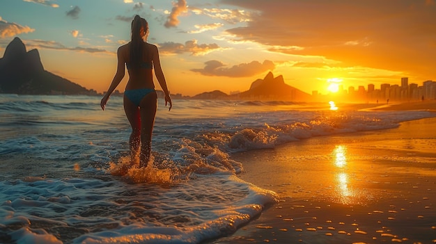 Frau auf Copacabana