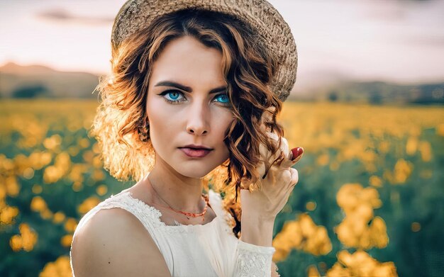 Frau auf dem Foto mit Blumen