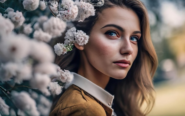 Frau auf dem Foto mit Blumen