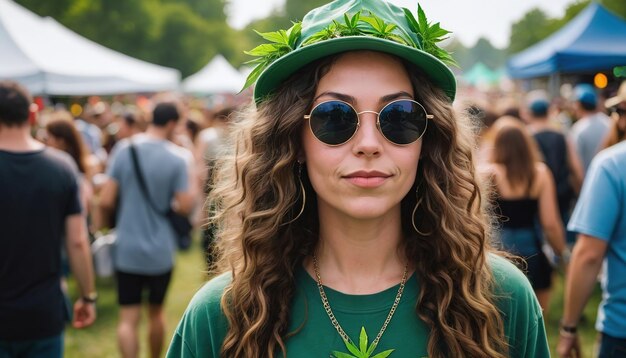 Foto frau auf einem cannabis-festival