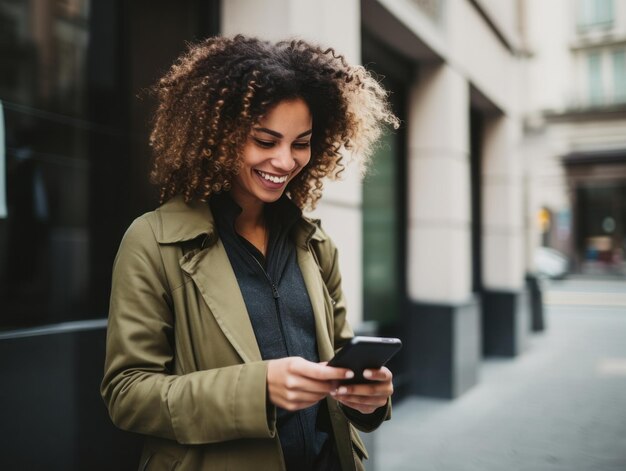 Foto frau aus kolumbien nutzt smartphone zur online-kommunikation