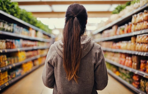 Frau beim Einkaufen im Supermarkt