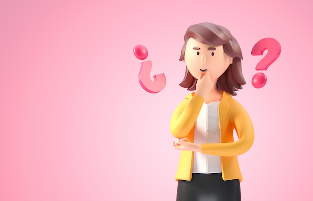 Frau denken Business 3D-Illustration