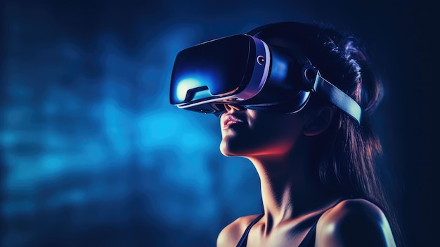 Frau, die sich in der VR-Erfahrung verlor