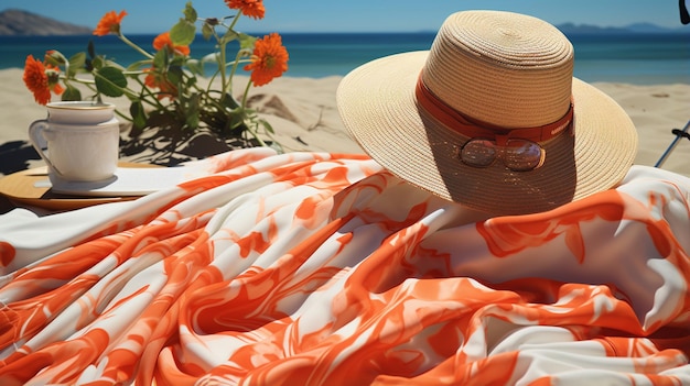 Frau entspannt sich an einem Sommertag am Strand