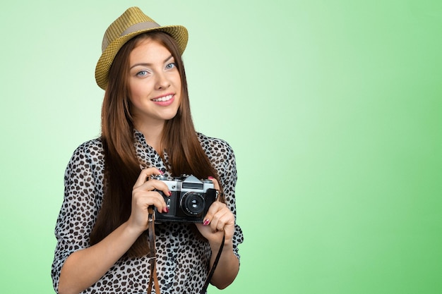 Frau Fotograf mit Kamera