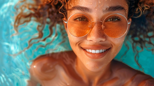 Frau im Schwimmbad mit Brille Generative KI