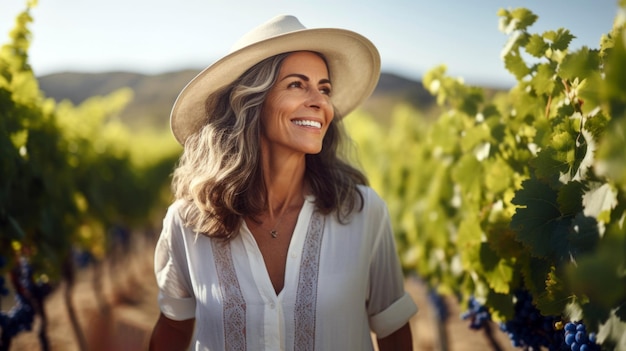 Foto frau im weinberg