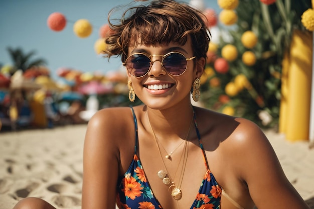 Frau in Bikini am Strand