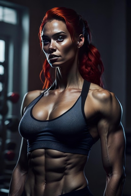 Foto frau in fitnesskleidung zu hause generative ki