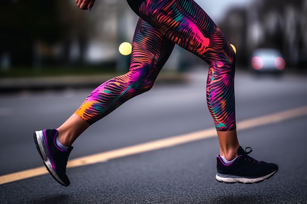 Frau in Leggings joggt generative KI