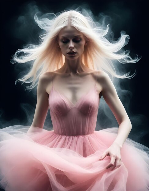 Frau in rosa Tulle-Kleidung