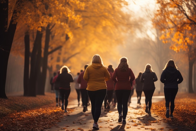 Frau joggt im Outdoor-Park, Gesundheits- und Lifestyle-Konzept, generative KI