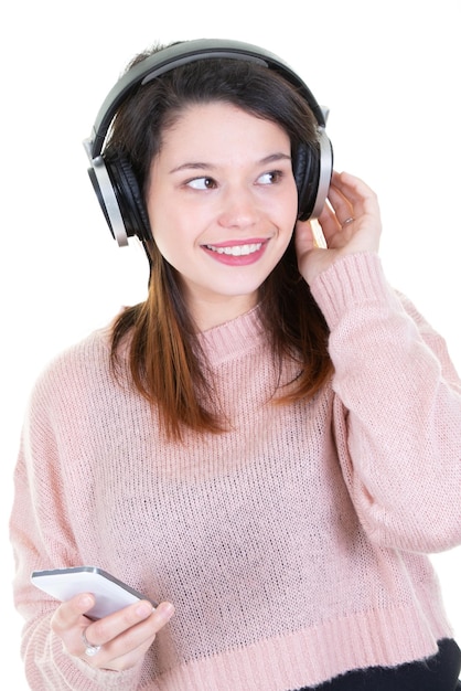 Frau junger Teenager, der Musik hört