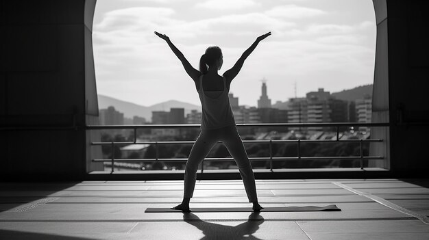 Foto frau macht yoga-meditation