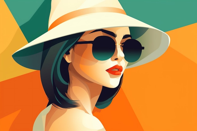 Frau Mädchen Brille modernes Modell Porträt Poster Stil Design Mode Illustration Generative KI